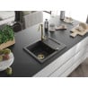Mexen Enzo zlewozmywak granitowy 1-komorowy z ociekaczem 576 x 465 mm, czarny nakrapiany, syfon złoty - 6506571005-76-G