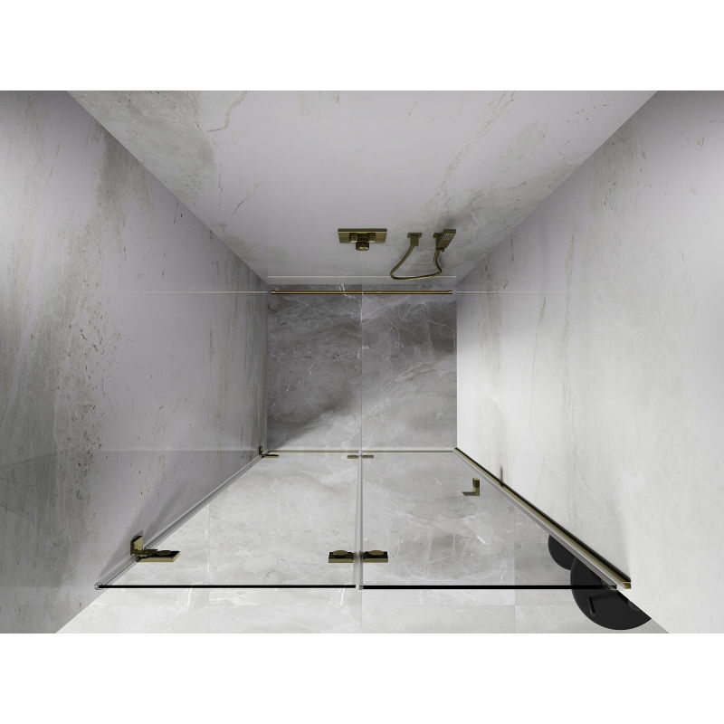 Mexen Lunar-F drzwi prysznicowe składane lewe 55 cm, transparent, złote - 836-055-000-50-00-L