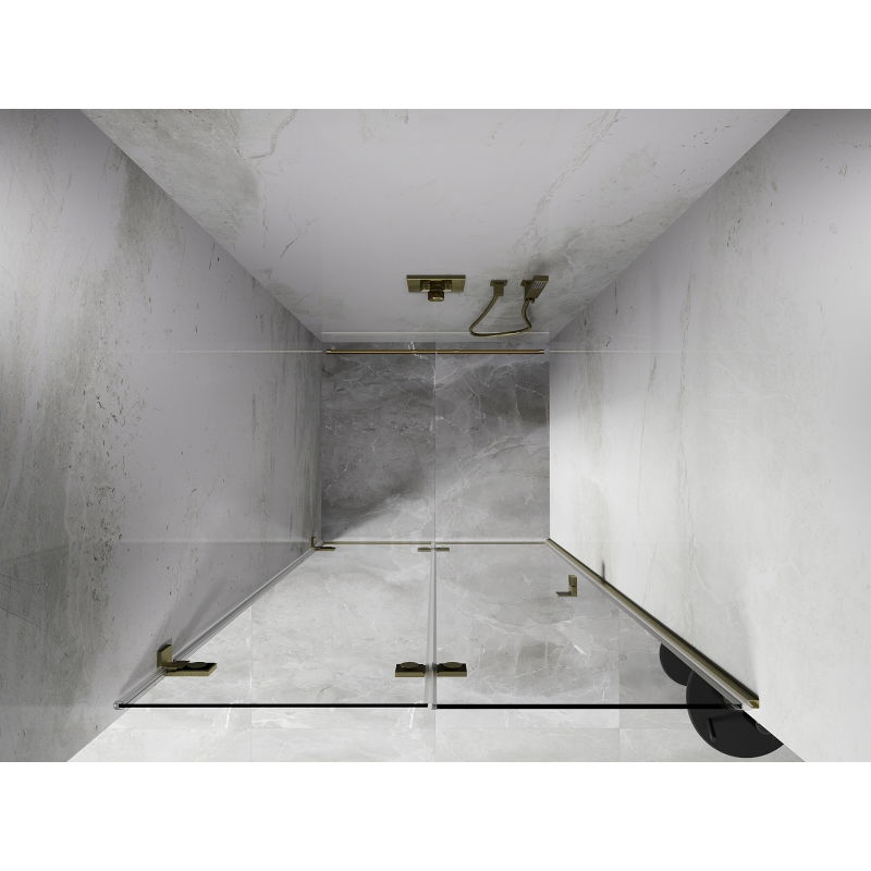 Mexen Lunar-F drzwi prysznicowe składane lewe 55 cm, transparent, złote szczotkowane - 836-055-000-55-00-L