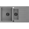 Mexen Matias zlewozmywak granitowy 1,5-komorowy ociekaczem 900 x 505 mm, szary, syfon czarny - 6502901505-71-B