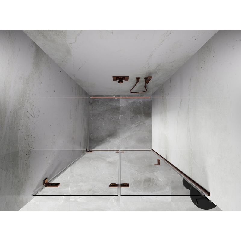 Mexen Lunar-F drzwi prysznicowe składane lewe 55 cm, transparent, różowe złoto - 836-055-000-60-00-L