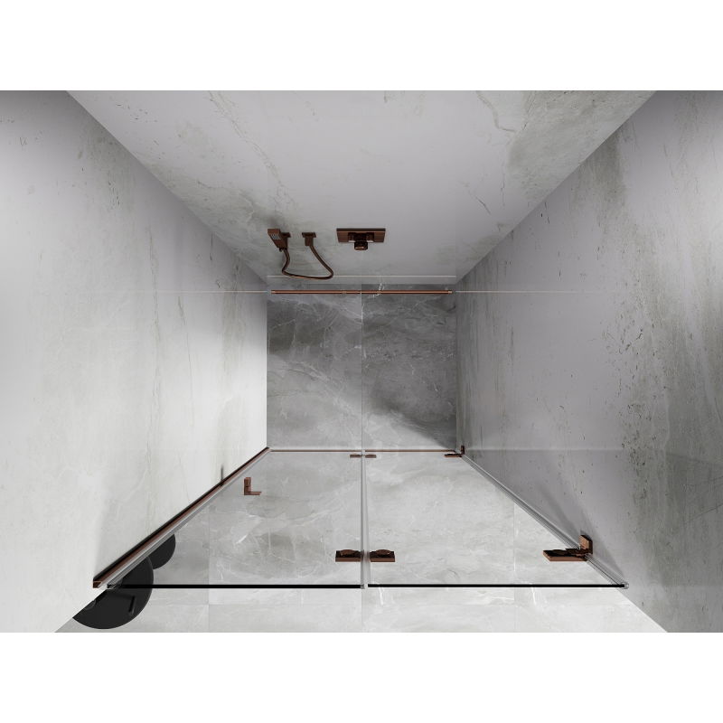 Mexen Lunar-F drzwi prysznicowe składane prawe 55 cm, transparent, różowe złoto - 836-055-000-60-00-P