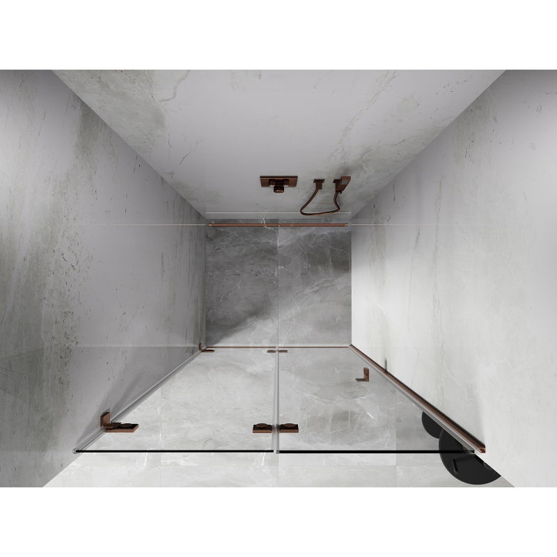 Mexen Lunar-F drzwi prysznicowe składane lewe 55 cm, transparent, miedź szczotkowana - 836-055-000-65-00-L