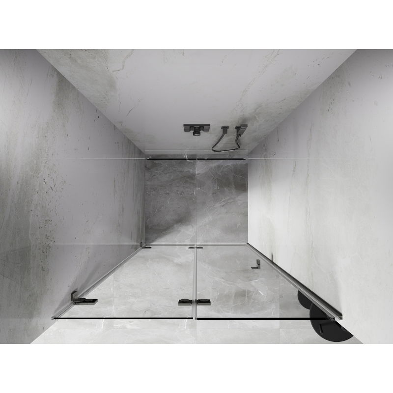 Mexen Lunar-F drzwi prysznicowe składane lewe 50 cm, transparent, nikiel szczotkowany - 836-050-000-97-00-L