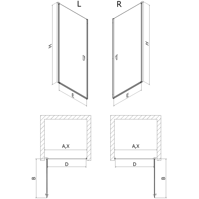 Mexen Mist-B drzwi prysznicowe uchylne 50 cm, transparent, chrom - 8A2-050-000-01-00