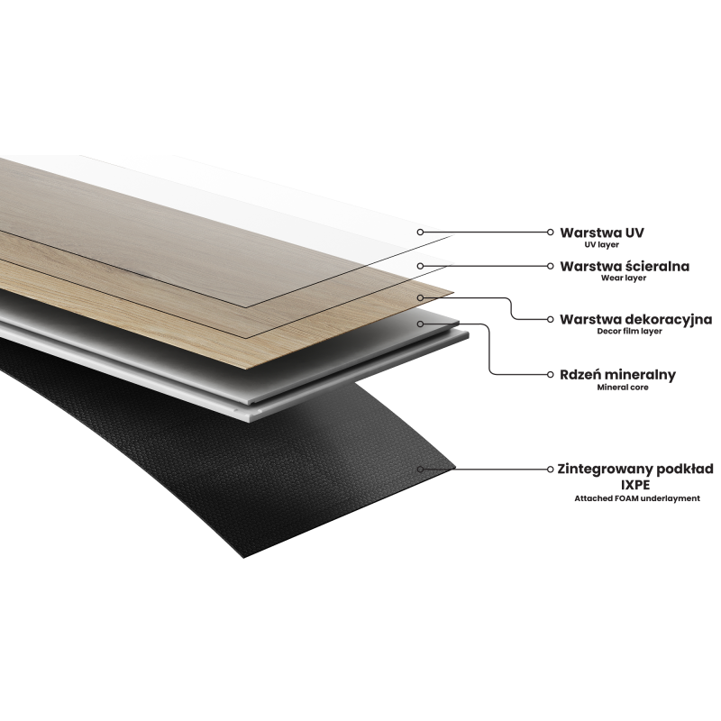 Mexen Rocky Mountain panele winylowe jodełka francuska 650 x 127 mm SPC 6,5 mm, podkład IPEX 1,5 mm, 4 V-Fuga, Dąb - F1287