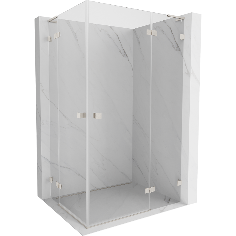 Mexen Lunar L Duo kabina prysznicowa uchylna prawa 95 x 85 cm, transparent, nikiel szczotkowany - 834L-095P-085L-97-00