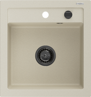 Mexen Vito zlewozmywak granitowy 1-komorowy 520 x 490 mm, beżowy, syfon czarny - 6503521000-69-B