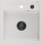 Mexen Vito zlewozmywak granitowy 1-komorowy 520 x 490 mm, biały, syfon czarny - 6503521000-20-B