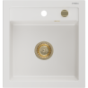 Mexen Vito zlewozmywak granitowy 1-komorowy 520 x 490 mm, biały, syfon złoty - 6503521000-20-G