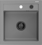 Mexen Vito zlewozmywak granitowy 1-komorowy 520 x 490 mm, szary, syfon czarny - 6503521000-71-B