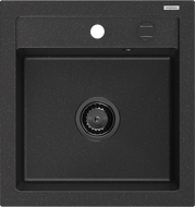 Mexen Vito zlewozmywak granitowy 1-komorowy 520 x 490 mm, czarny/srebrny metalik, syfon czarny - 6503521000-73-B