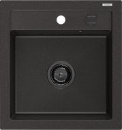 Mexen Vito zlewozmywak granitowy 1-komorowy 520 x 490 mm, czarny/złoty metalik, syfon czarny - 6503521000-75-B