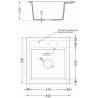 Mexen Vito zlewozmywak granitowy 1-komorowy 520 x 490 mm, czarny, syfon czarny - 6503521000-77-B