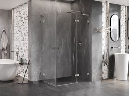 Mexen Lunar L Duo kabina prysznicowa uchylna prawa 115 x 75 cm, transparent, nikiel szczotkowany - 834L-115P-075L-97-00