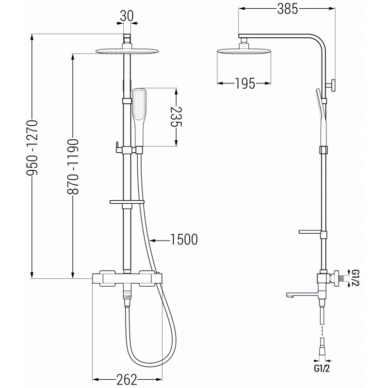 Mexen CQ49 zestaw wannowo-prysznicowy z deszczownicą i baterią termostatyczną, czarny/złoty - 779104995-75