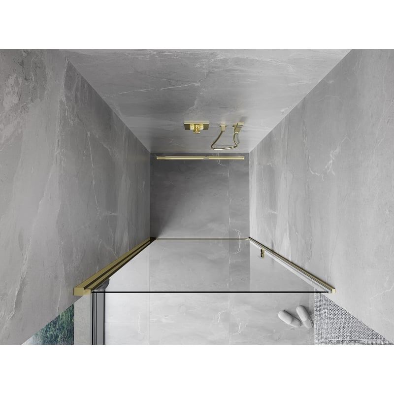 Mexen Mist-B drzwi prysznicowe uchylne 70 cm, transparent, złote - 8A2-070-000-50-00