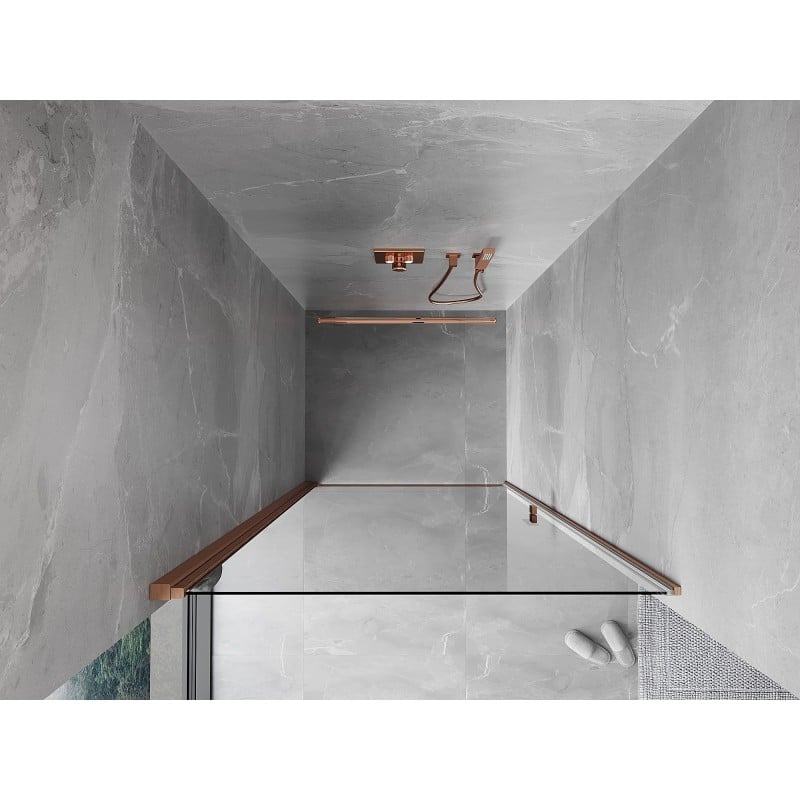 Mexen Mist-B drzwi prysznicowe uchylne 75 cm, transparent, miedź szczotkowana - 8A2-075-000-65-00