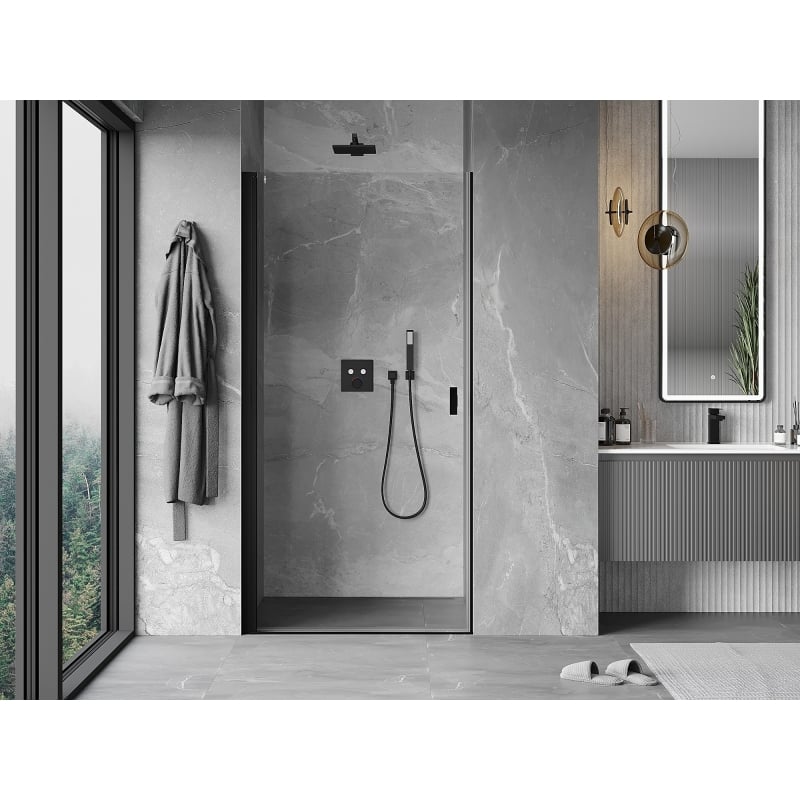 Mexen Mist-B drzwi prysznicowe uchylne 65 cm, transparent, czarne - 8A2-065-000-70-00