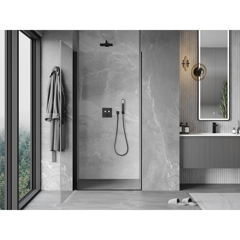 Mexen Mist-B drzwi prysznicowe uchylne 65 cm, transparent, czarne - 8A2-065-000-70-00