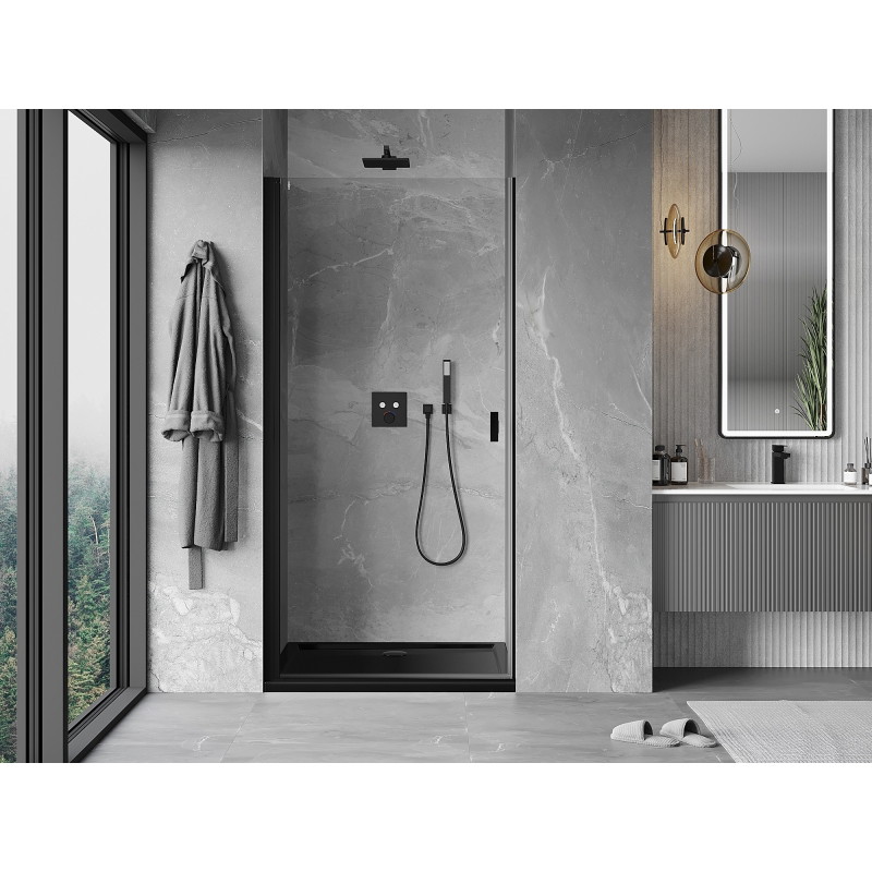 Mexen Mist-B drzwi prysznicowe uchylne 70 cm, transparent, czarne - 8A2-070-000-70-00
