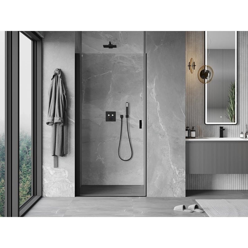 Mexen Mist-B drzwi prysznicowe uchylne 85 cm, transparent, czarne - 8A2-085-000-70-00