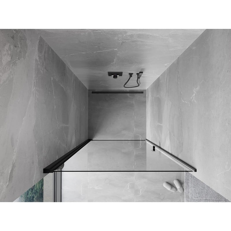 Mexen Mist-B drzwi prysznicowe uchylne 85 cm, transparent, czarne - 8A2-085-000-70-00