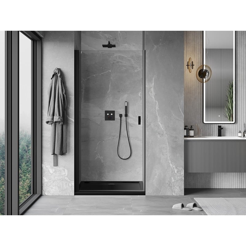Mexen Mist-B drzwi prysznicowe uchylne 85 cm, transparent, czarne - 8A2-085-000-70-00