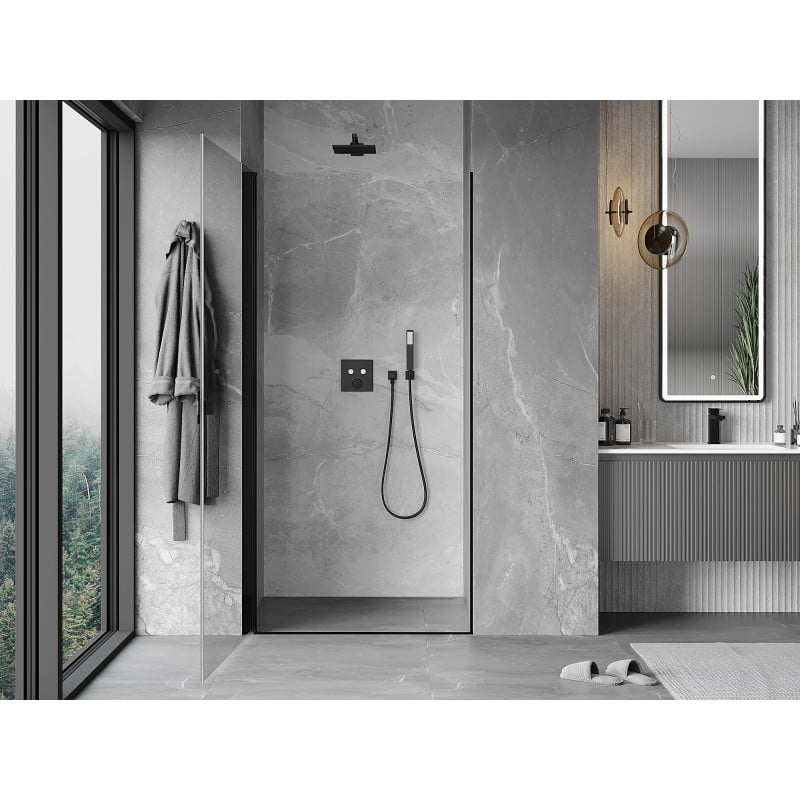 Mexen Mist-B drzwi prysznicowe uchylne 85 cm, transparent, czarne - 8A2-085-000-70-00