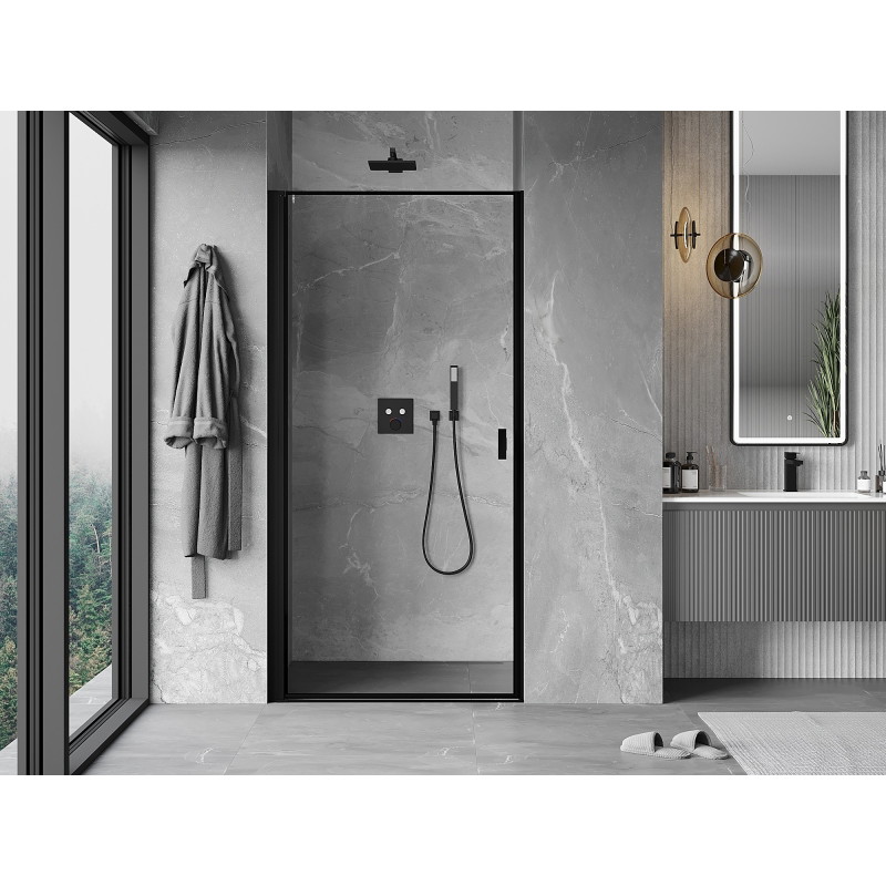 Mexen Mist-B drzwi prysznicowe uchylne lewe 80 cm, czarna ramka, czarne - 8A2-080-000-70-70-L