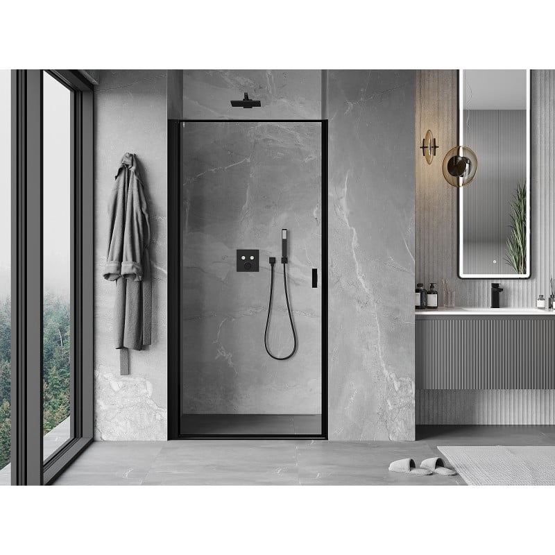 Mexen Mist-B drzwi prysznicowe uchylne lewe 90 cm, czarna ramka, czarne - 8A2-090-000-70-70-L