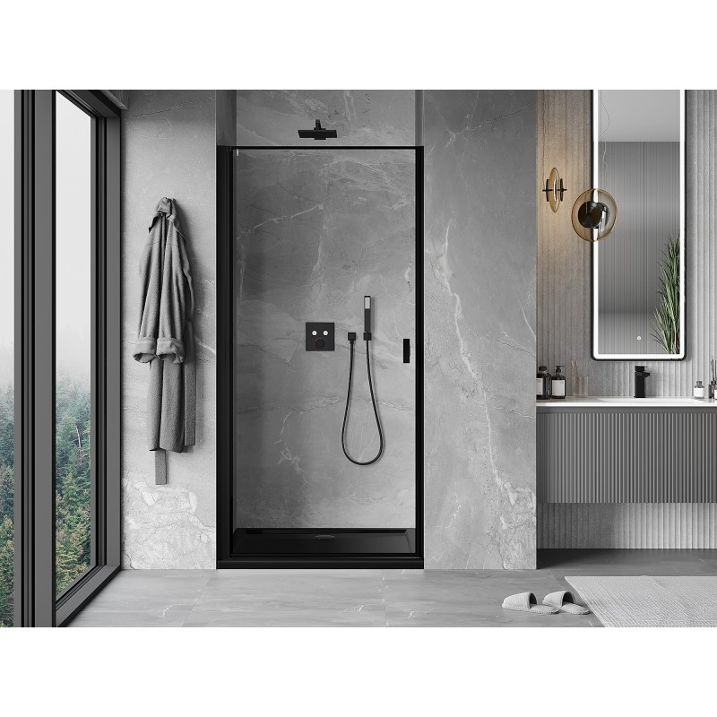 Mexen Mist-B drzwi prysznicowe uchylne lewe 90 cm, czarna ramka, czarne - 8A2-090-000-70-70-L