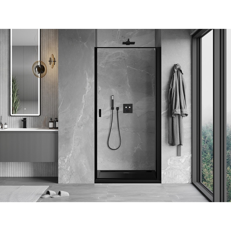 Mexen Mist-B drzwi prysznicowe uchylne prawe 90 cm, czarna ramka, czarne - 8A2-090-000-70-70-P