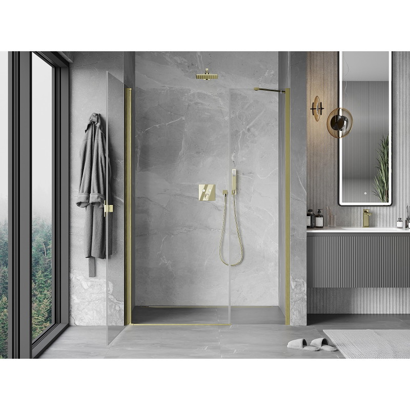 Mexen Mist-B drzwi prysznicowe uchylne 100 cm, transparent, złote szczotkowane - 8A2-100-001-55-00