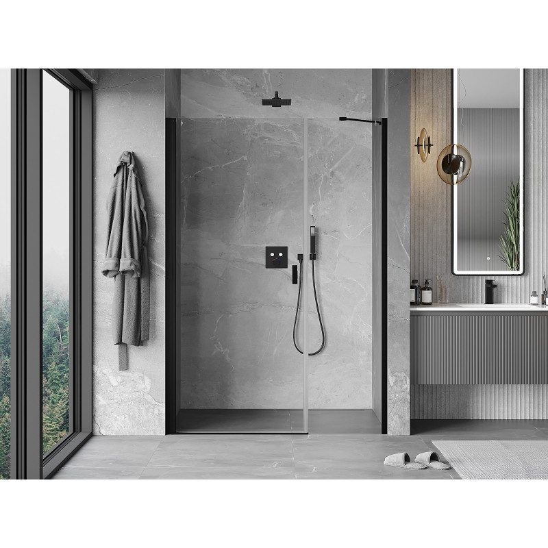 Mexen Mist-B drzwi prysznicowe uchylne 115 cm, transparent, czarne - 8A2-115-001-70-00
