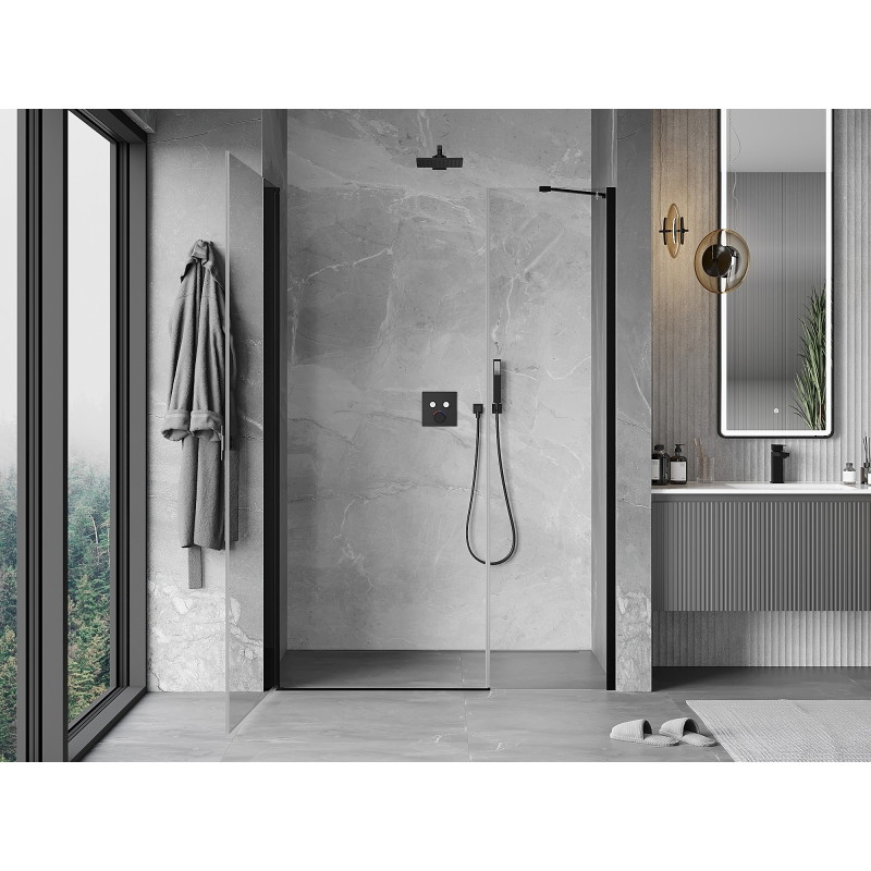 Mexen Mist-B drzwi prysznicowe uchylne 115 cm, transparent, czarne - 8A2-115-001-70-00