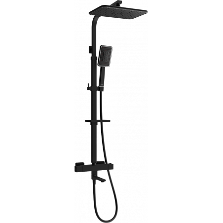 Mexen CQ54 zestaw wannowo-prysznicowy z deszczownicą i baterią termostatyczną, czarny/chrom - 779105495-71