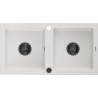 Mexen Mario zlewozmywak granitowy 2-komorowy 820 x 436 mm, biały, syfon czarny - 6504822000-20-B