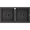 Mexen Mario zlewozmywak granitowy 2-komorowy 820 x 436 mm, czarny nakrapiany, syfon czarny - 6504822000-76-B