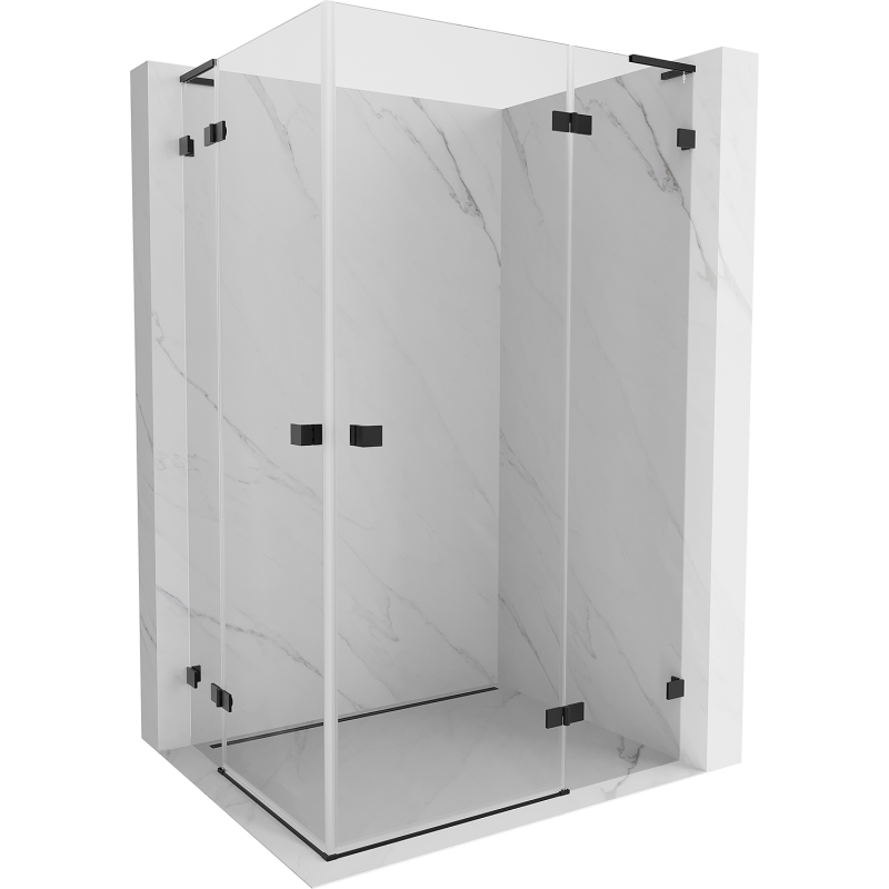 Mexen Lunar L Duo kabina prysznicowa uchylna prawa 110 x 105 cm, transparent, czarna - 834L-110P-105L-70-00