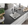 Mexen Milo zlewozmywak granitowy 1-komorowy 435 x 410 mm, biały, syfon czarny - 6505441000-20-B