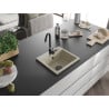 Mexen Milo zlewozmywak granitowy 1-komorowy 435 x 410 mm, beżowy, syfon czarny - 6505441000-69-B