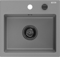 Mexen Milo zlewozmywak granitowy 1-komorowy 435 x 410 mm, szary, syfon czarny - 6505441000-71-B