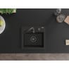 Mexen Milo zlewozmywak granitowy 1-komorowy 435 x 410 mm,  czarny/złoty metalik, syfon czarny - 6505441000-75-B