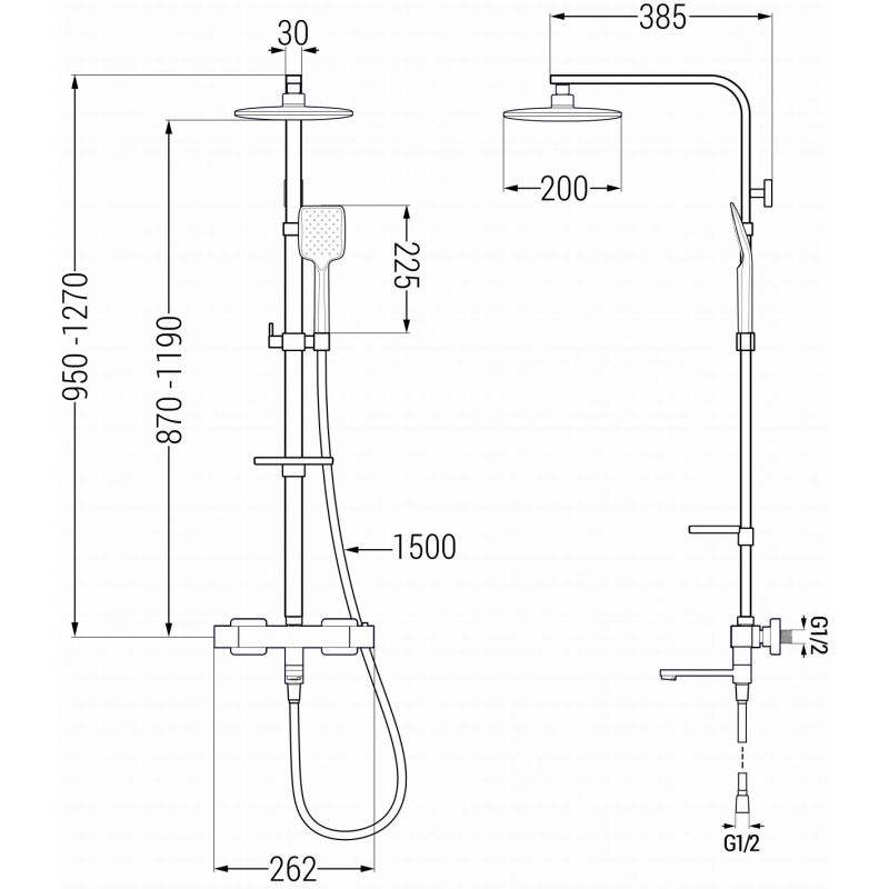 Mexen CQ62 zestaw wannowo-prysznicowy z deszczownicą i baterią termostatyczną, złoty - 779106295-50