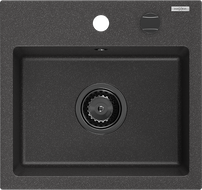 Mexen Milo zlewozmywak granitowy 1-komorowy 435 x 410 mm, czarny nakrapiany, syfon czarny - 6505441000-76-B