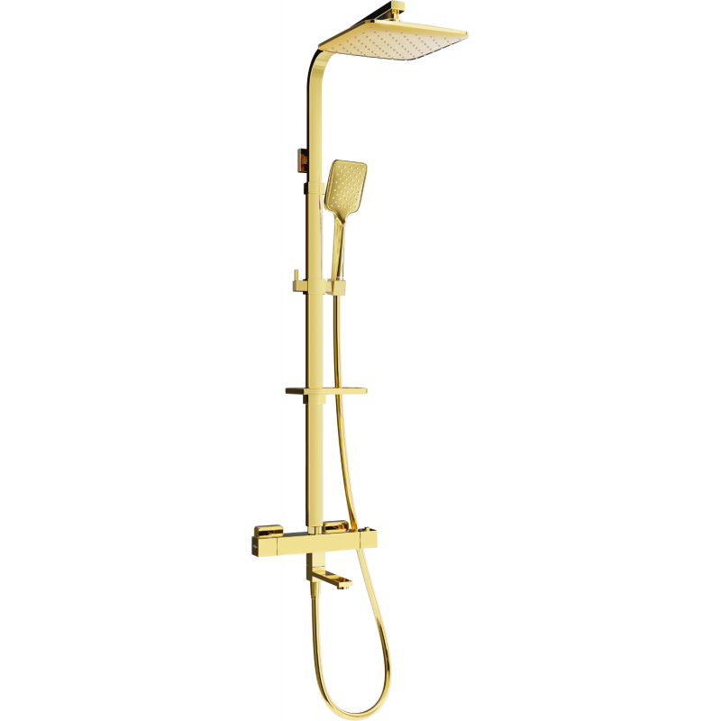 Mexen CQ62 zestaw wannowo-prysznicowy z deszczownicą i baterią termostatyczną, złoty - 779106295-50