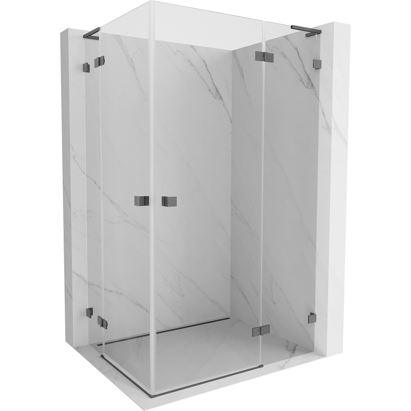 Mexen Lunar L Duo kabina prysznicowa uchylna prawa 115 x 75 cm, transparent, gun gray szczotkowany - 834L-115P-075L-66-00