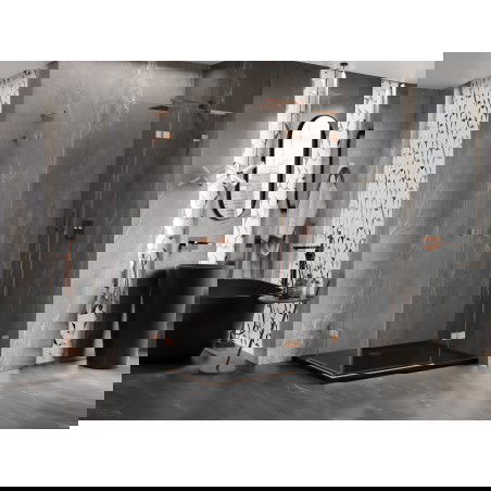 Mexen Lunar L Duo kabina prysznicowa uchylna prawa 75 x 70 cm, transparent, miedź szczotkowana - 834L-075P-070L-65-00