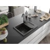 Mexen Enzo zlewozmywak granitowy 1-komorowy z ociekaczem 576 x 465 mm, czarny/złoty metalik, syfon czarny - 6506571005-75-B